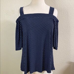 Cocomo Navy and White Polka Dot‎ Blouse